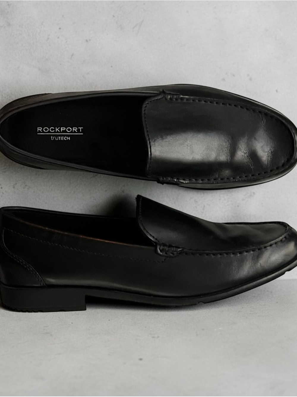 Rockport Black Leather Venetian Slip-On Loafers